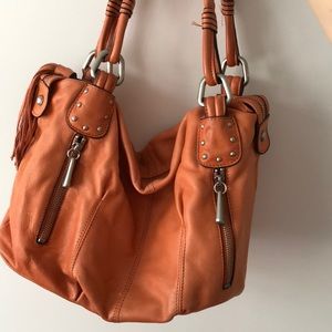 Orange leather purse